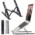 Adjustable Aluminum Laptop Stand - 6-Level Height, Foldable & Portable Design for 8-16” Laptops, Enhanced Ventilation & Heat